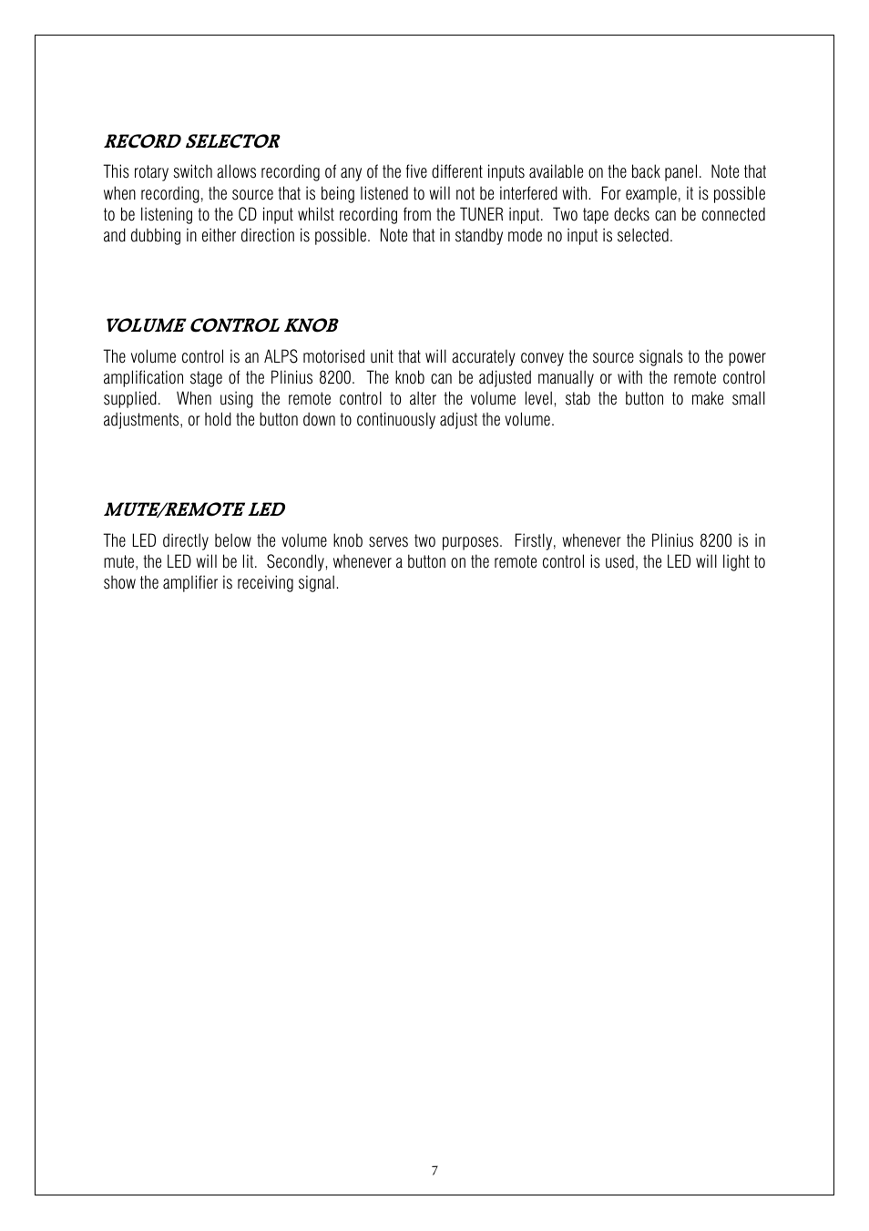 Plinius Audio 8200 MkII User Manual | Page 7 / 19