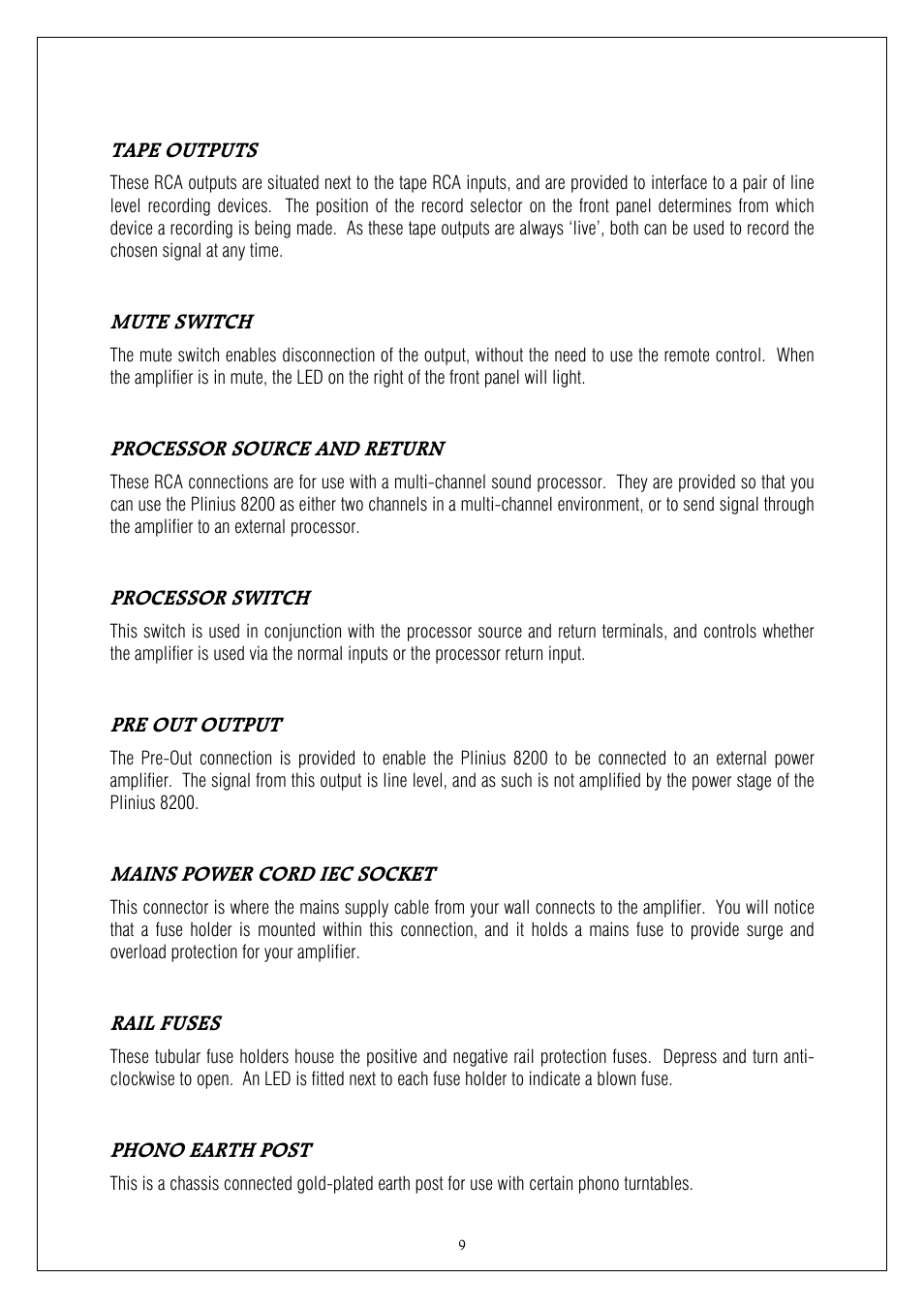 Plinius Audio 8200 MkII User Manual | Page 9 / 19