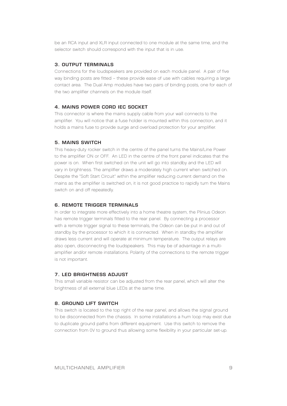 Plinius Audio Odeon Power Amplifier User Manual | Page 11 / 20