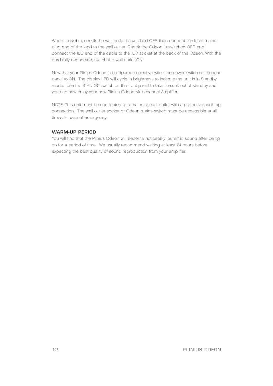Plinius Audio Odeon Power Amplifier User Manual | Page 14 / 20