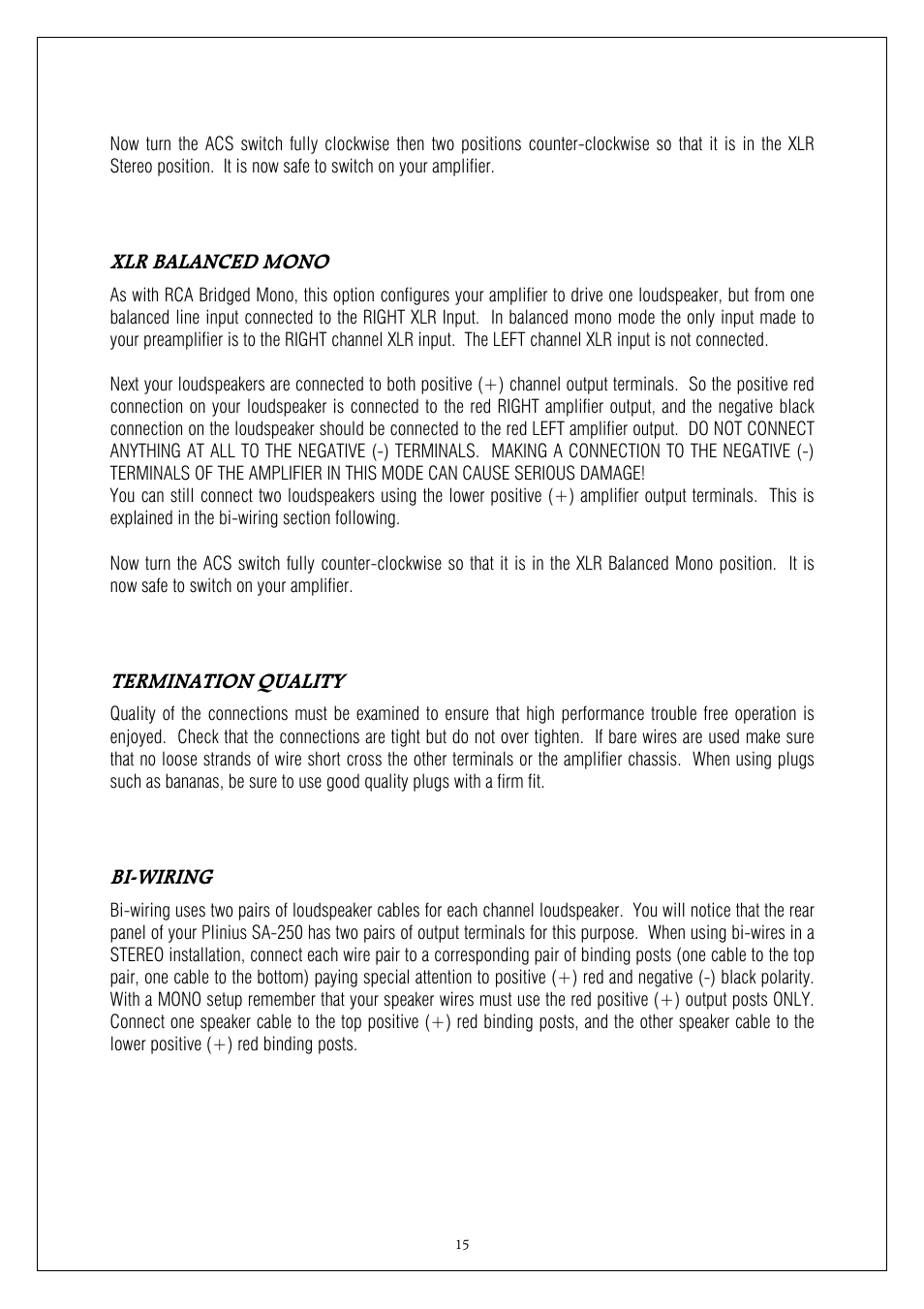 Plinius Audio SA-250 User Manual | Page 15 / 23