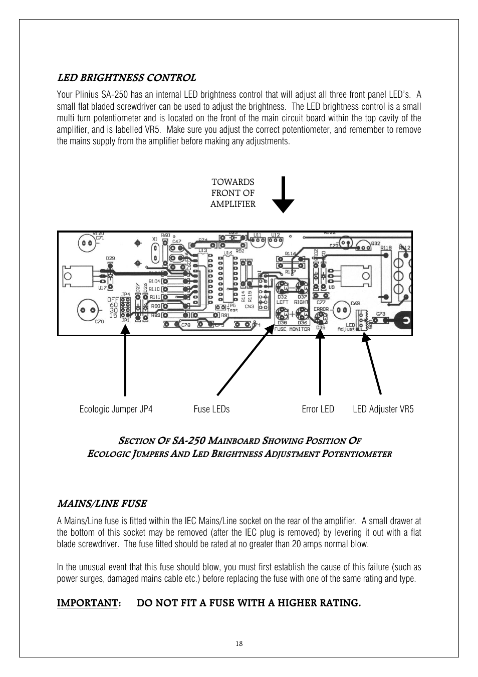 Plinius Audio SA-250 User Manual | Page 18 / 23