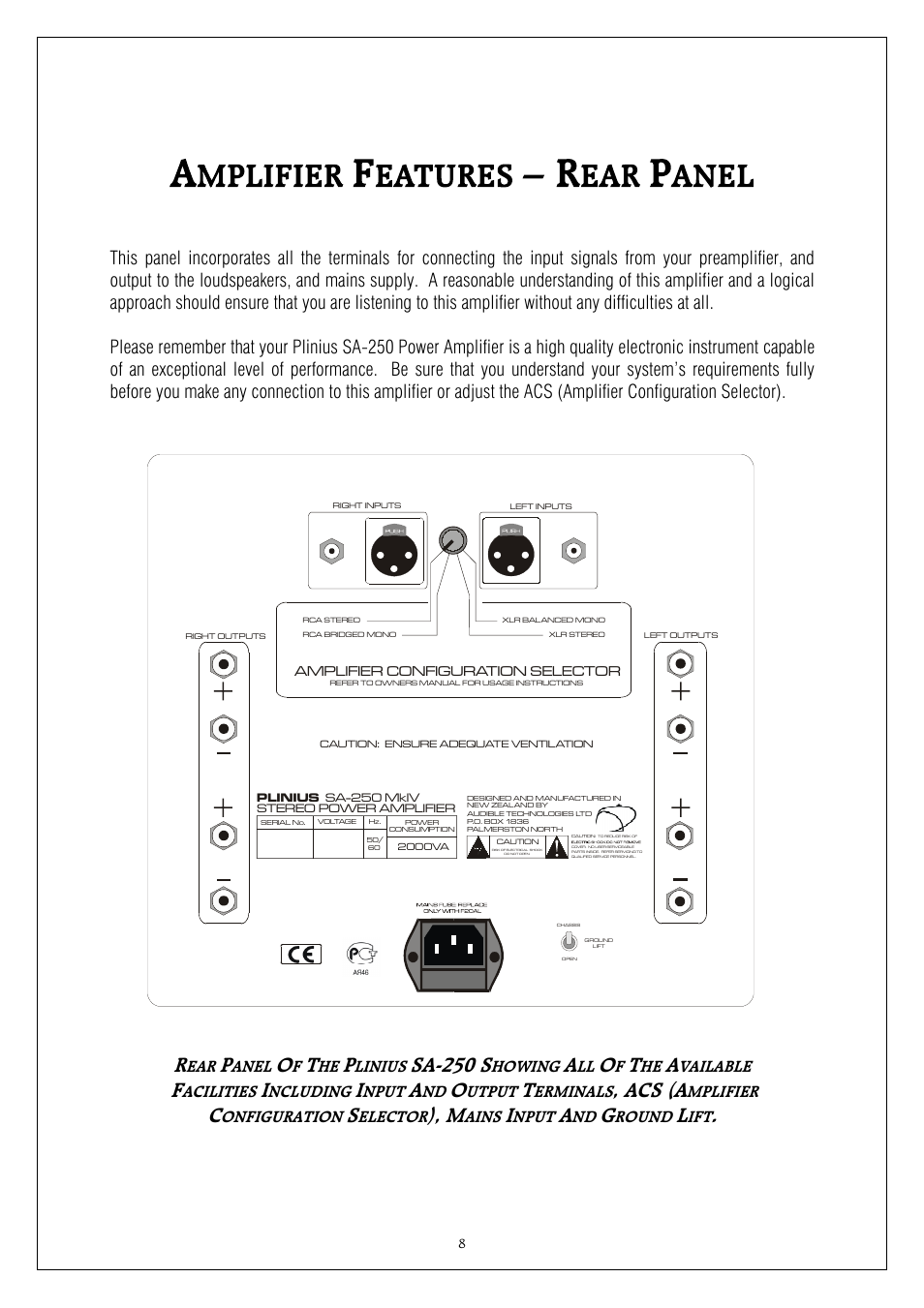 Sa-250 s, Acs (a | Plinius Audio SA-250 User Manual | Page 8 / 23