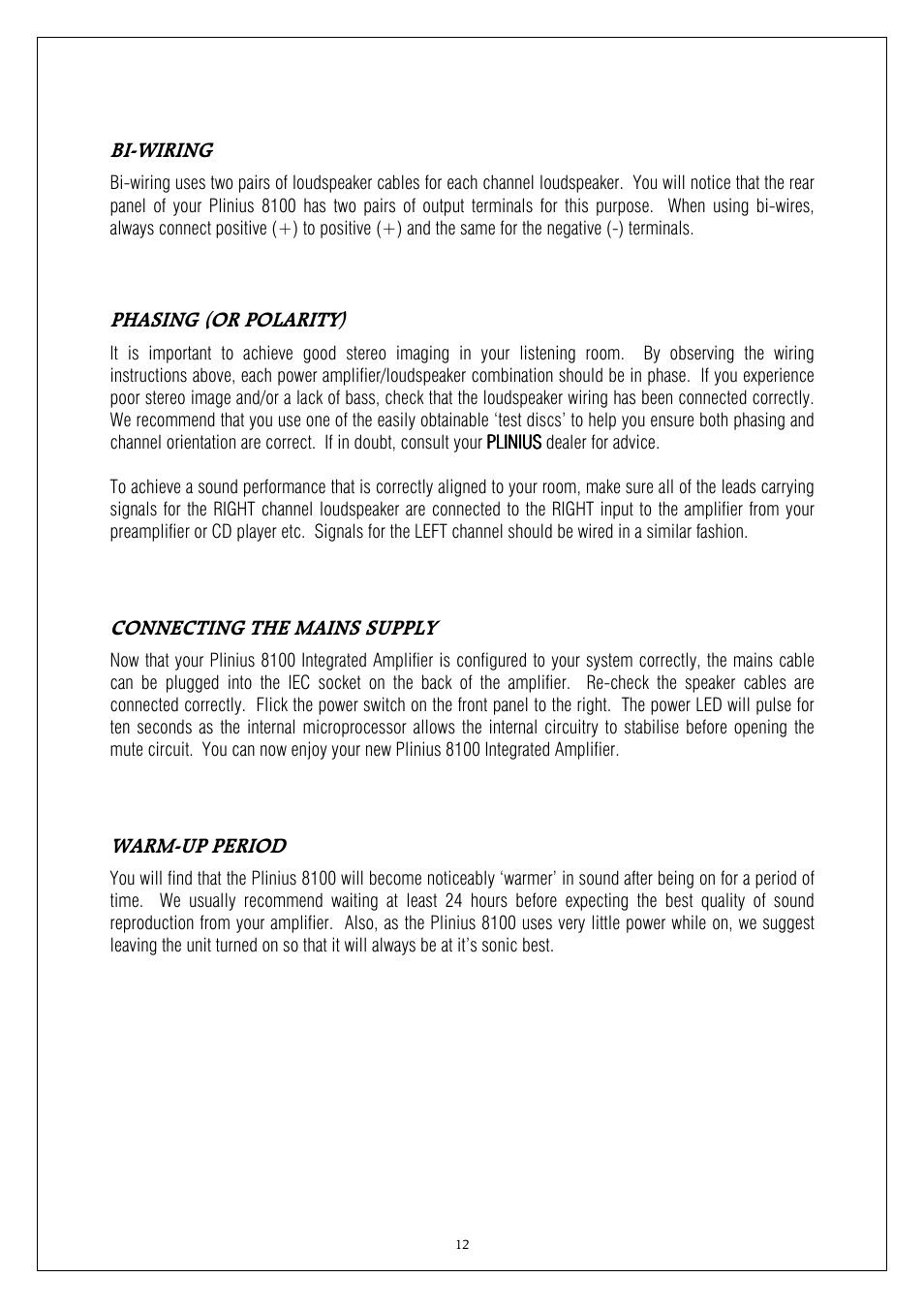 Plinius Audio 8100 User Manual | Page 12 / 18