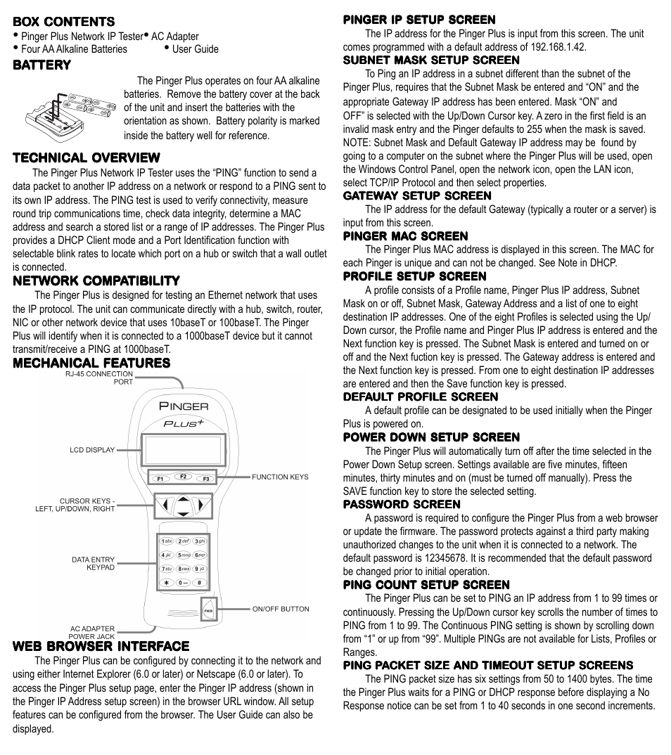 Psiber Data Systems PINGER User Manual | Page 2 / 4