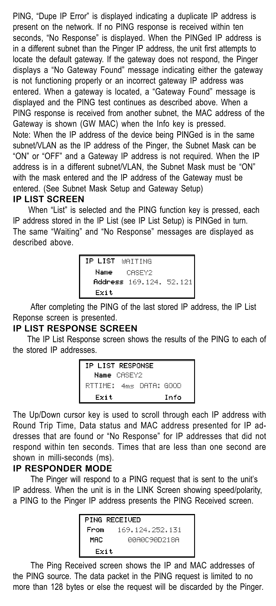 Psiber Data Systems NETWORK IP TESTER User Manual | Page 4 / 9