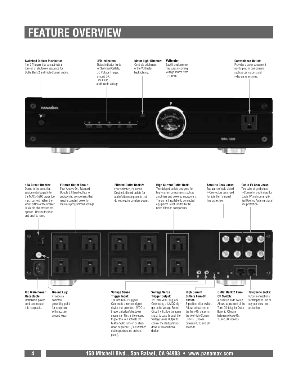 Feature overview | Panamax MAX 5300 User Manual | Page 6 / 16