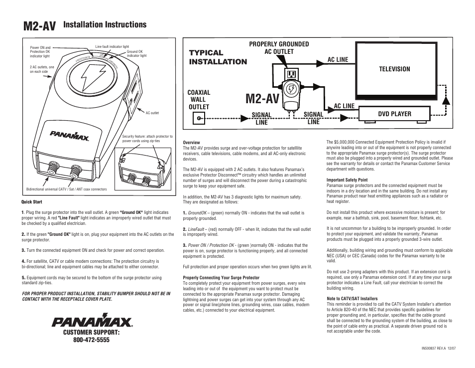 Panamax M2-av User Manual | 1 page