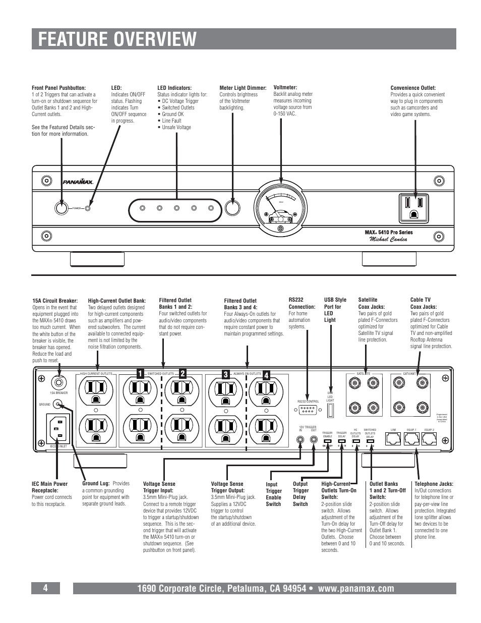 Feature overview | Panamax MAX 5410 User Manual | Page 6 / 15