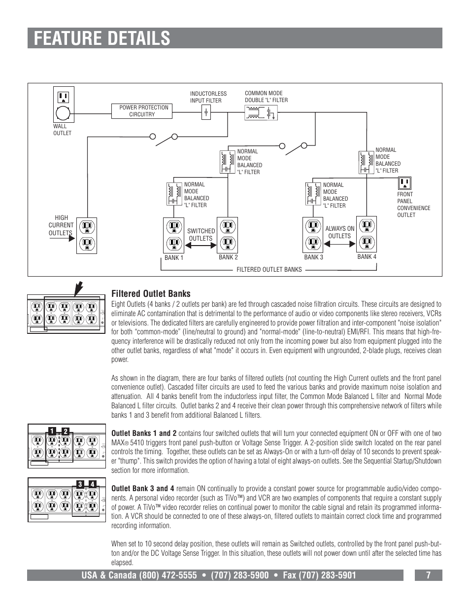 Feature details, Filtered outlet banks | Panamax MAX 5410 User Manual | Page 9 / 15