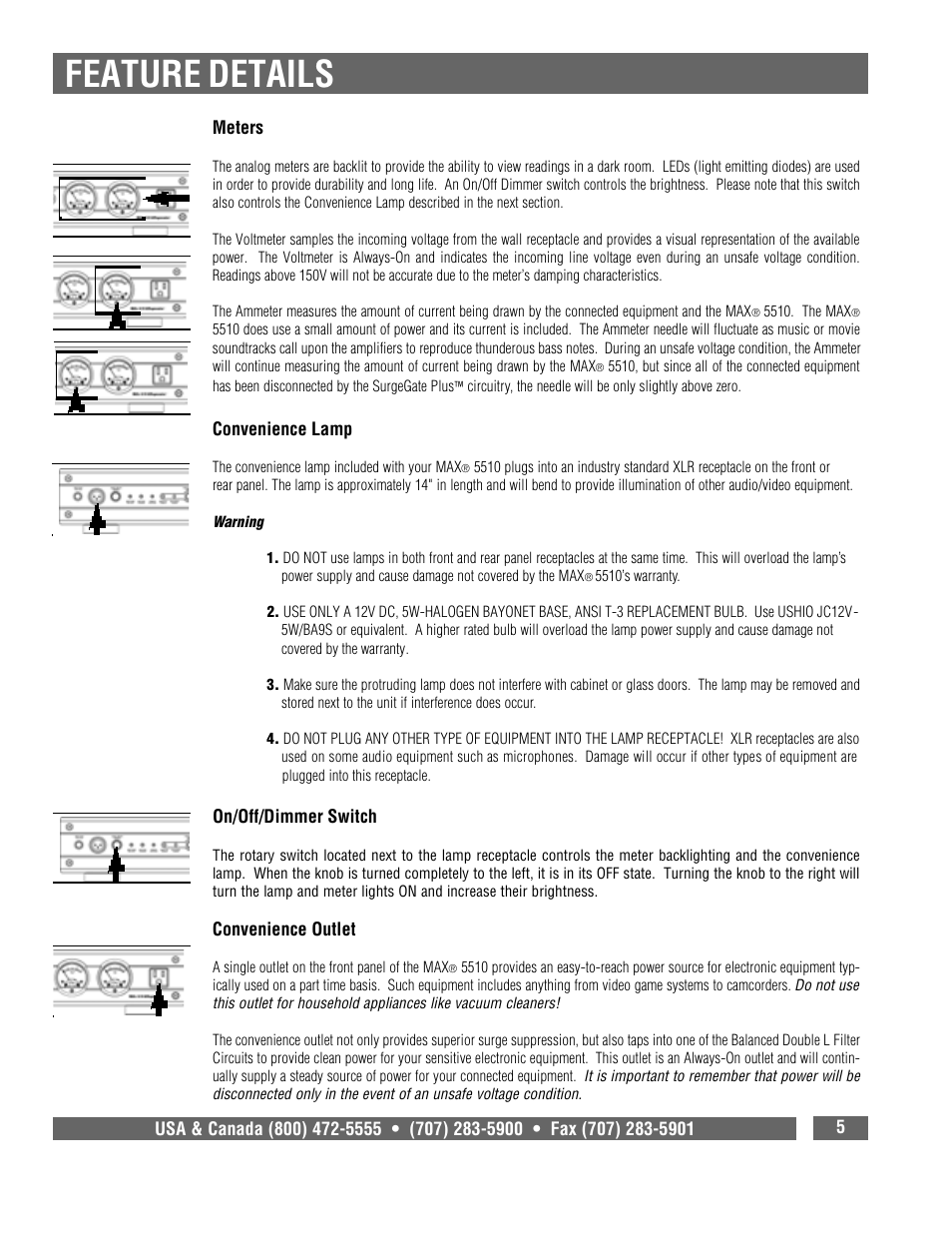 Feature details | Panamax MAX 5510 User Manual | Page 7 / 15