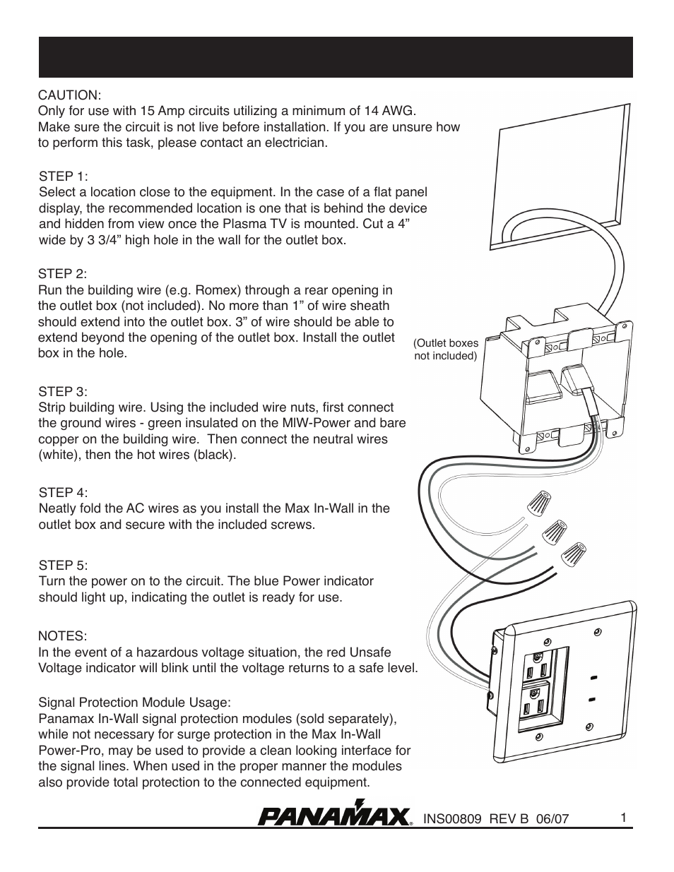 Panamax POWER-PRO INS00809 User Manual | 2 pages