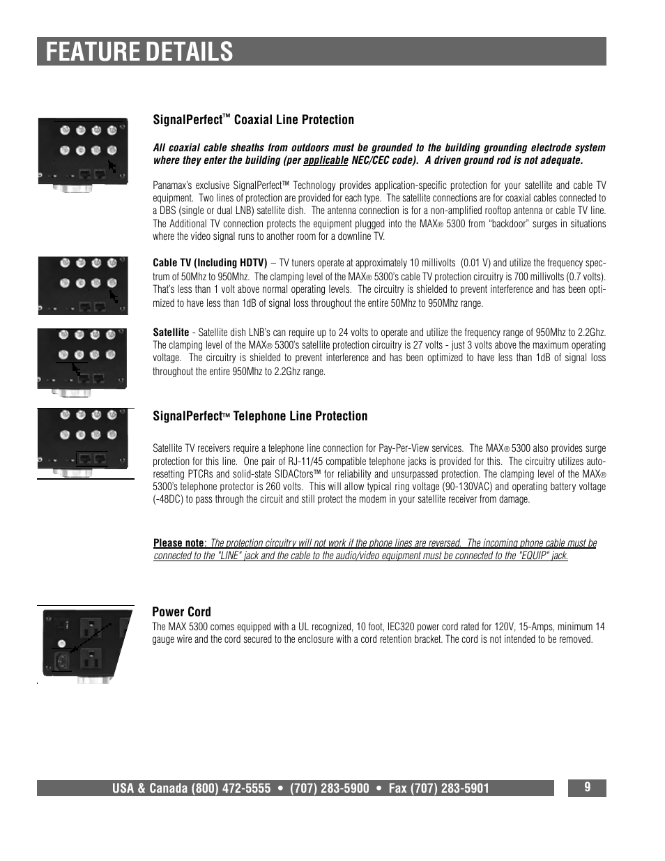 Feature details | Panamax 5300 User Manual | Page 11 / 14