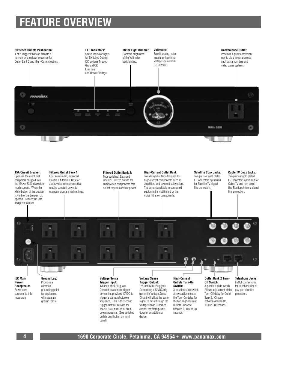 Feature overview | Panamax 5300 User Manual | Page 6 / 14