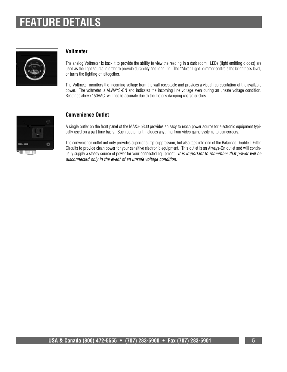 Feature details | Panamax 5300 User Manual | Page 7 / 14