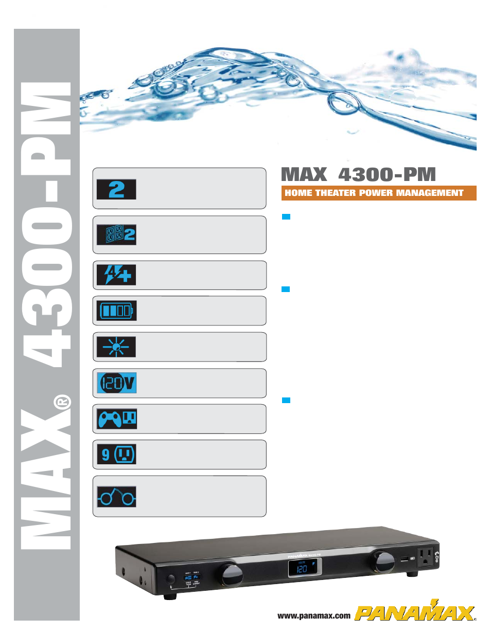 Panamax MAX(R) 4300-PM User Manual | 2 pages