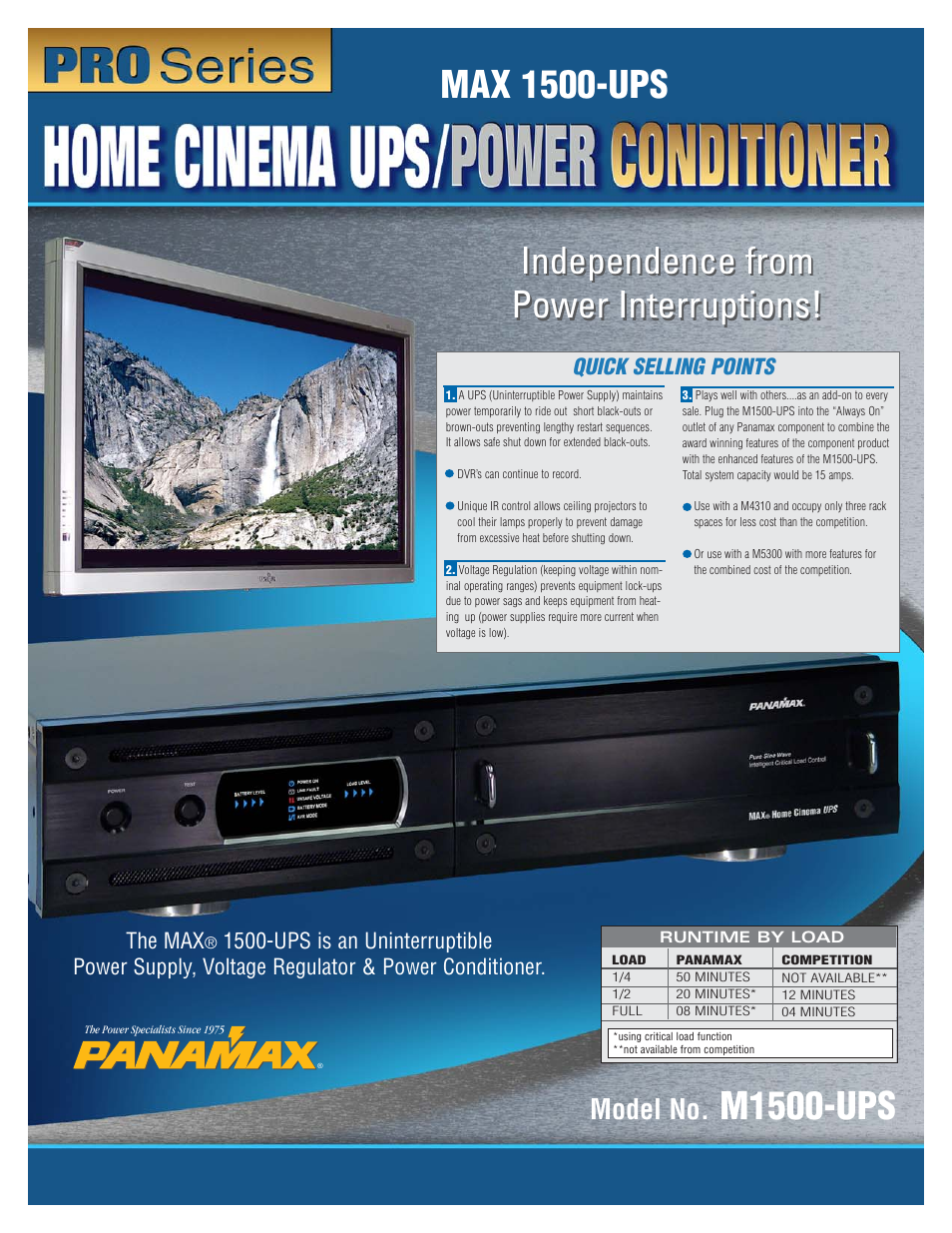 Panamax MAX 1500-UPS User Manual | 2 pages