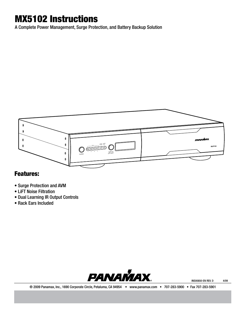 Panamax MX5102 User Manual | 24 pages