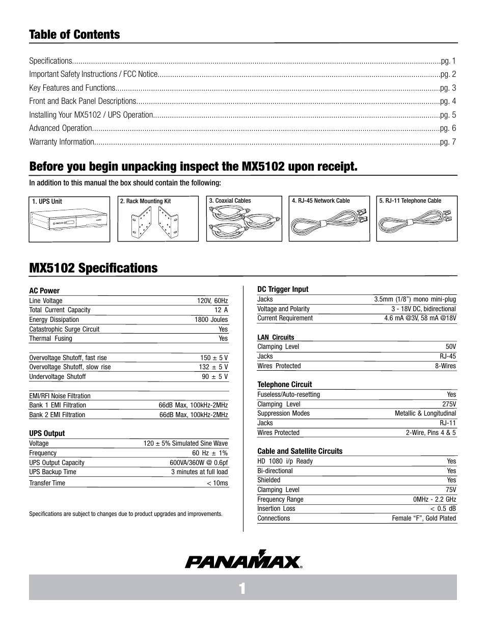 Panamax MX5102 User Manual | Page 2 / 24