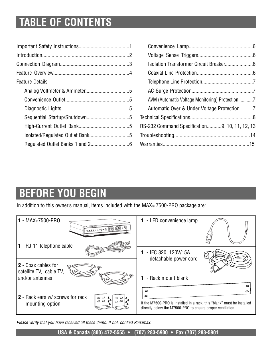 Panamax 7500-PRO User Manual | Page 2 / 17