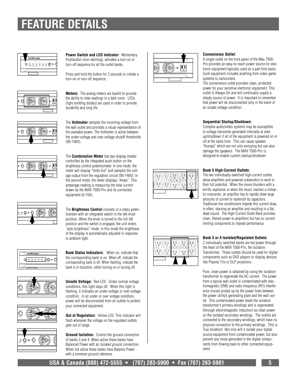 Feature details | Panamax 7500-PRO User Manual | Page 7 / 17