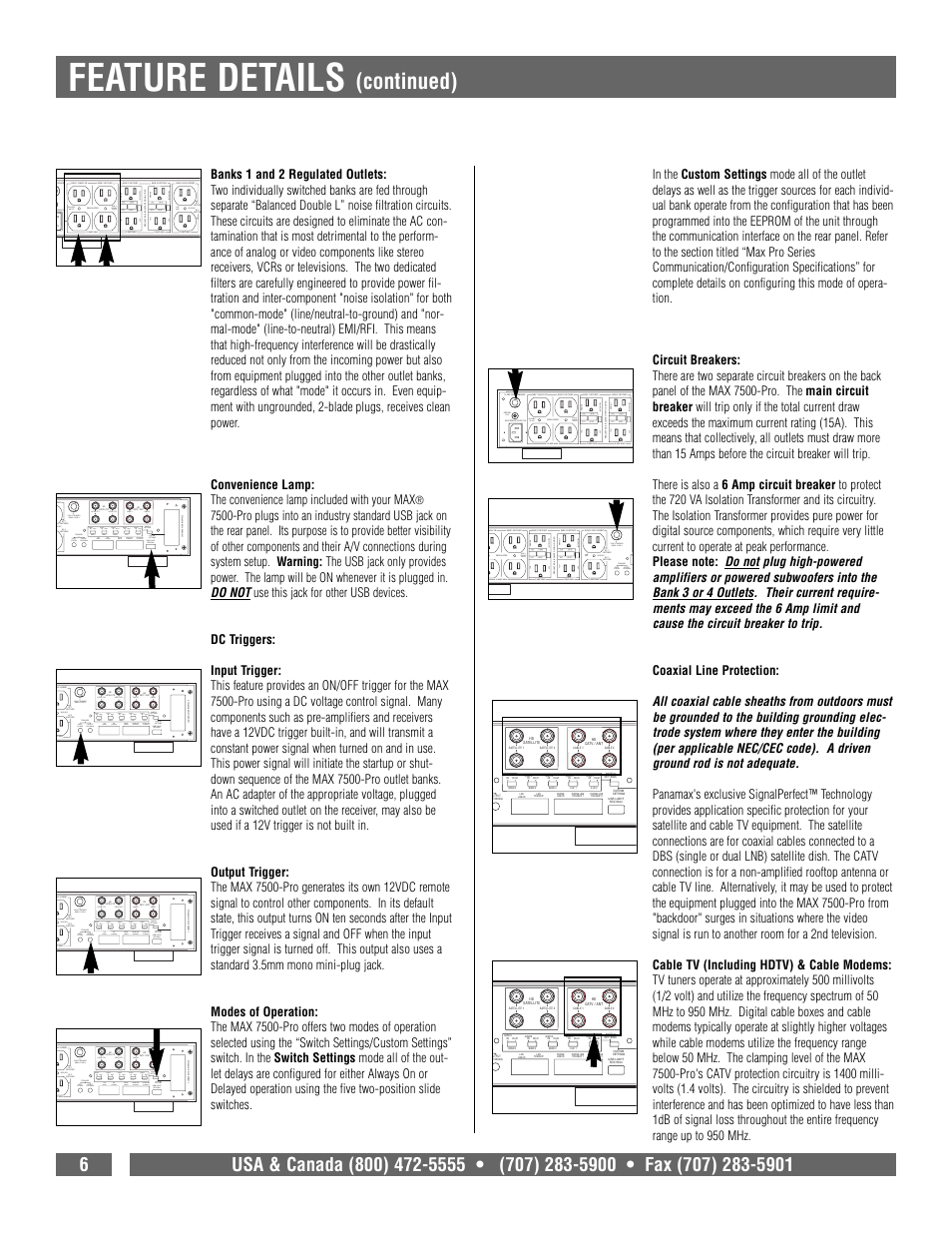 Feature details, Continued) | Panamax 7500-PRO User Manual | Page 8 / 17