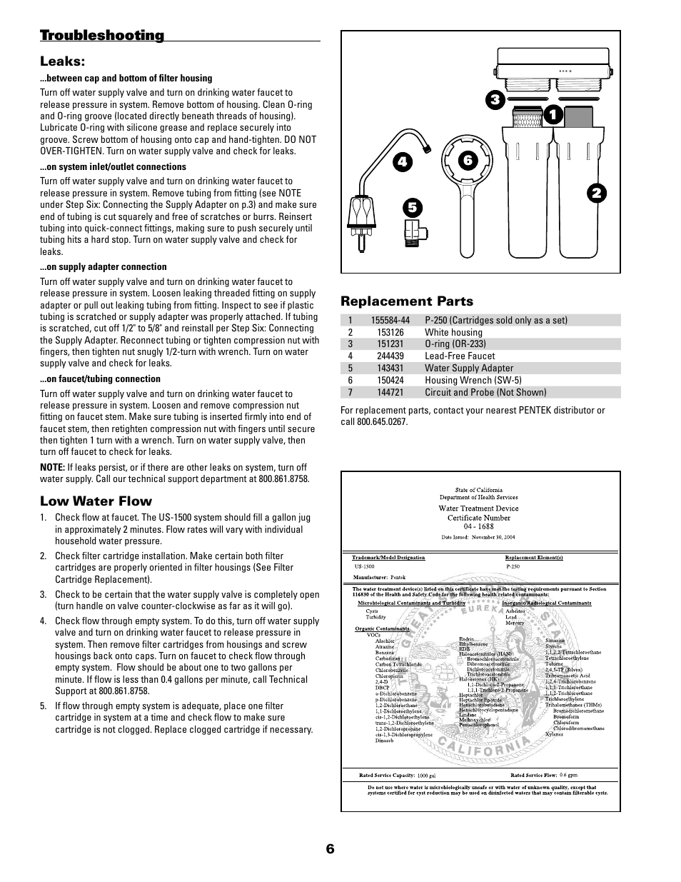 Troubleshooting | Pentek US-1500 User Manual | Page 6 / 8