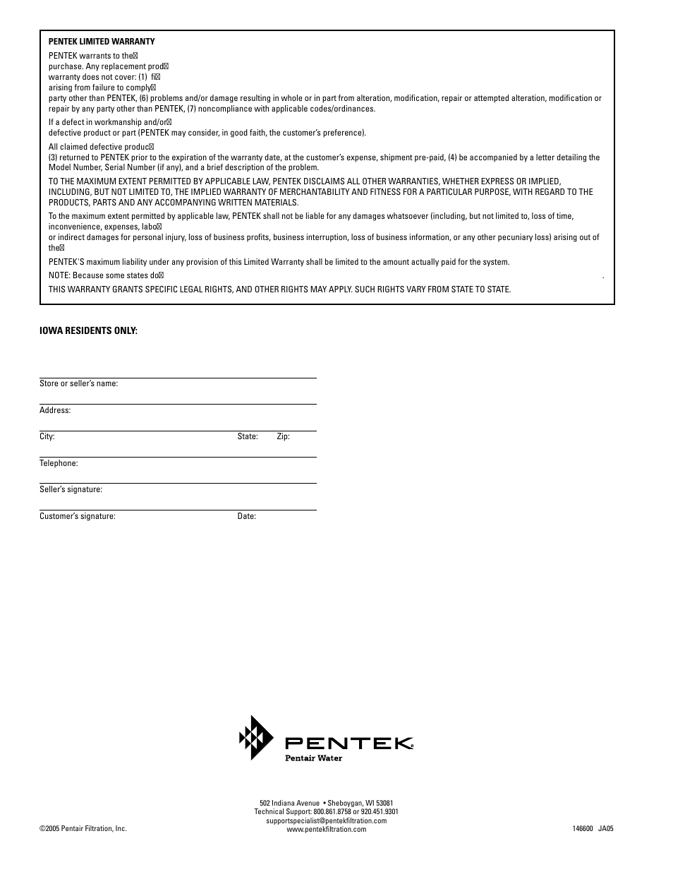 Pentek US-1500 User Manual | Page 8 / 8