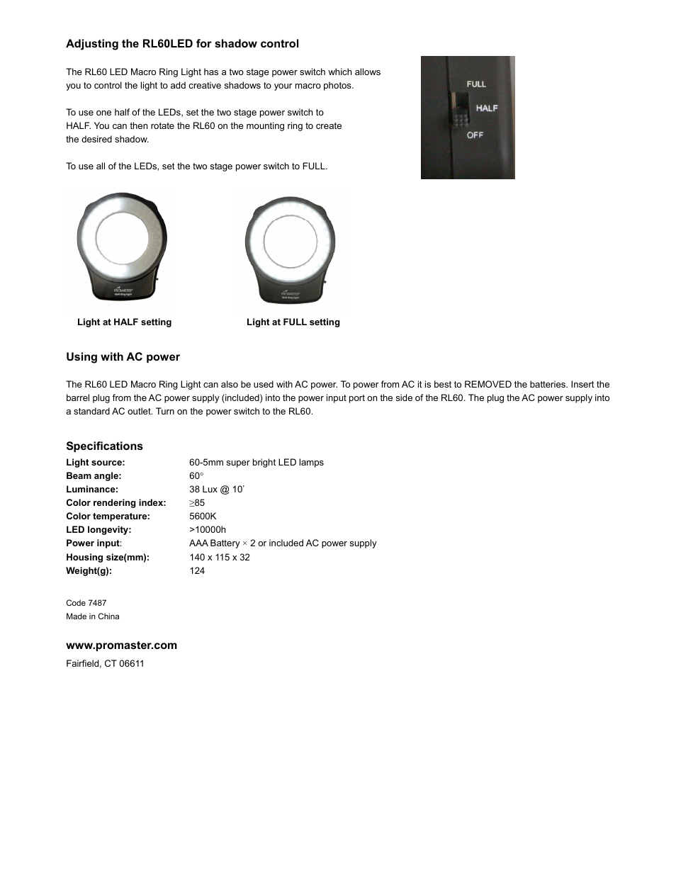 ProMaster RL60 User Manual | Page 2 / 2