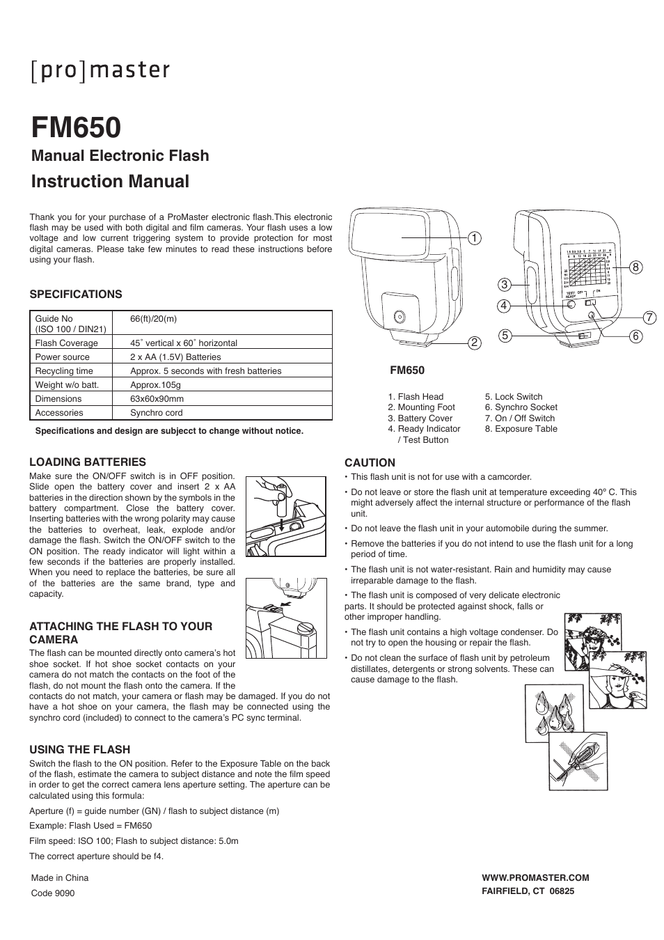 ProMaster FM650 User Manual | 1 page