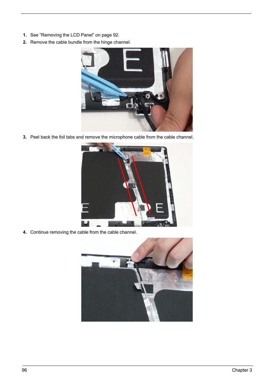 Removing the microphone cable | PACKARD BELL TM87 User Manual | Page 106 / 216