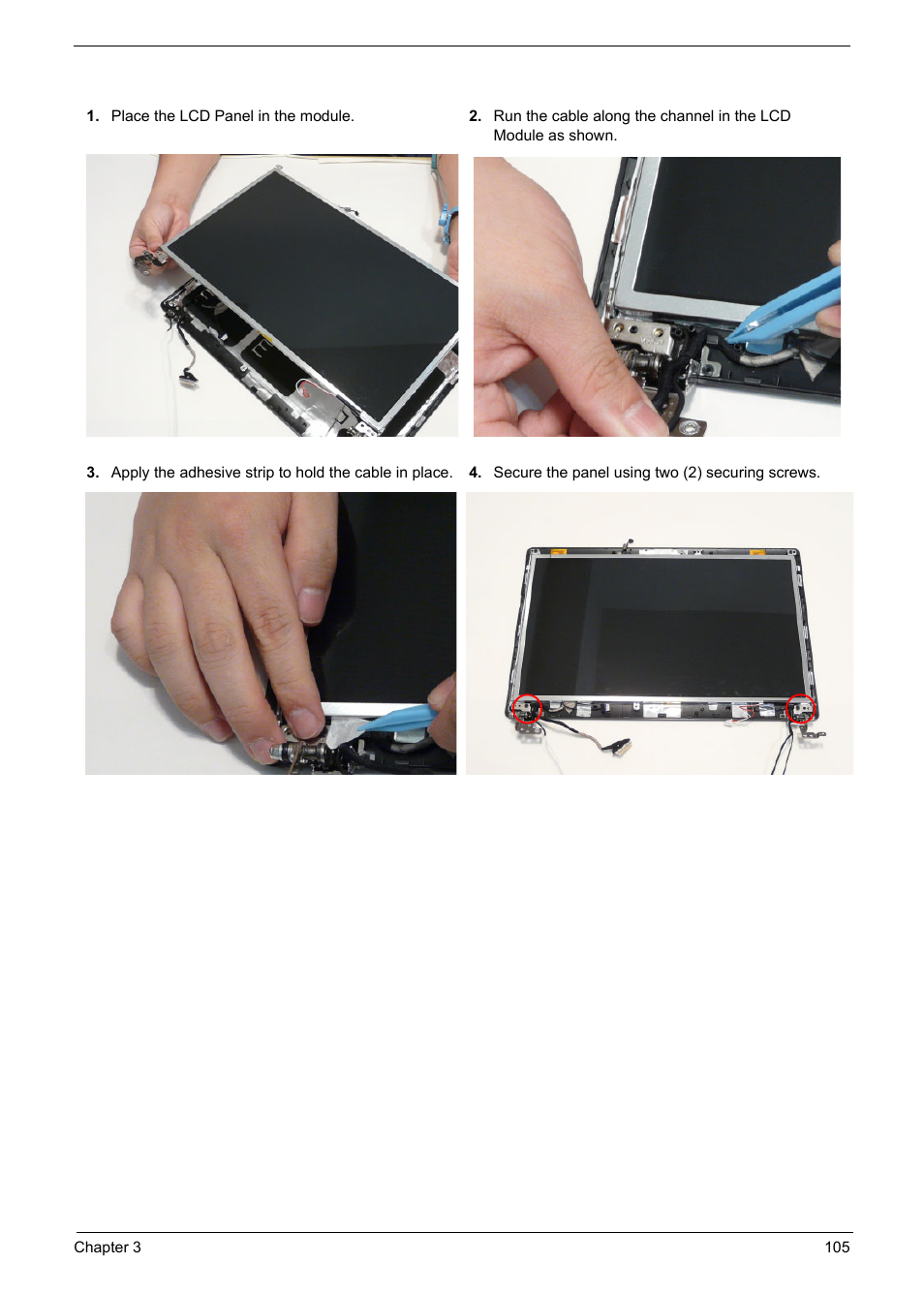 Replacing the lcd panel | PACKARD BELL TM87 User Manual | Page 115 / 216