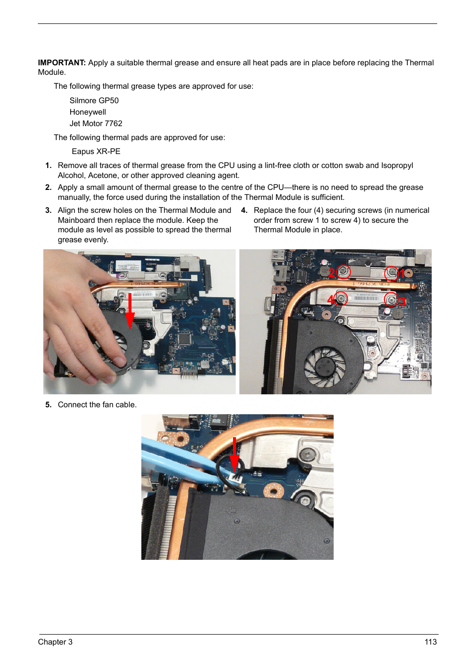 Replacing the thermal module | PACKARD BELL TM87 User Manual | Page 123 / 216