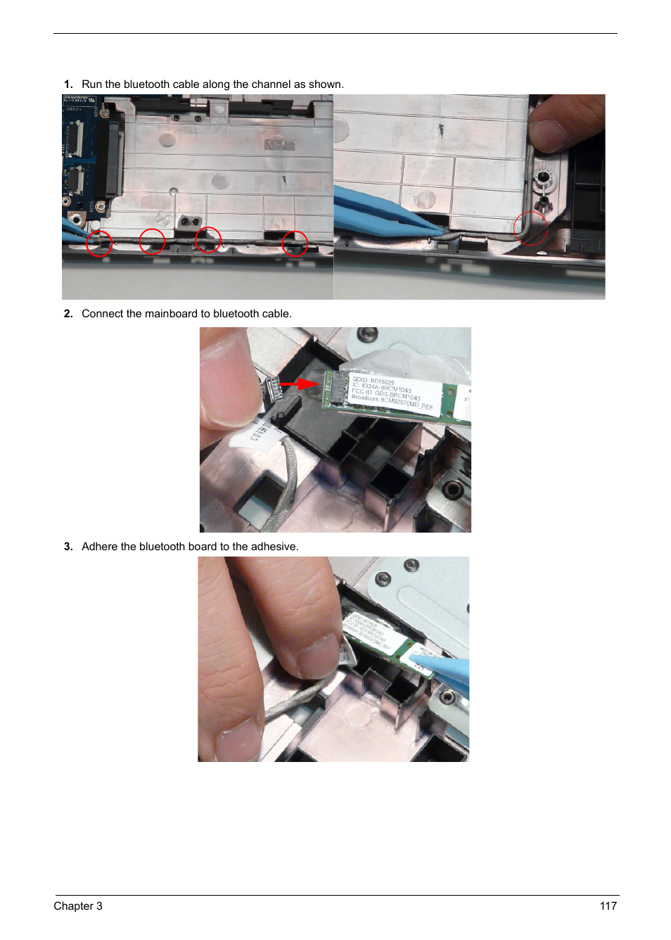 Replacing the bluetooth board | PACKARD BELL TM87 User Manual | Page 127 / 216