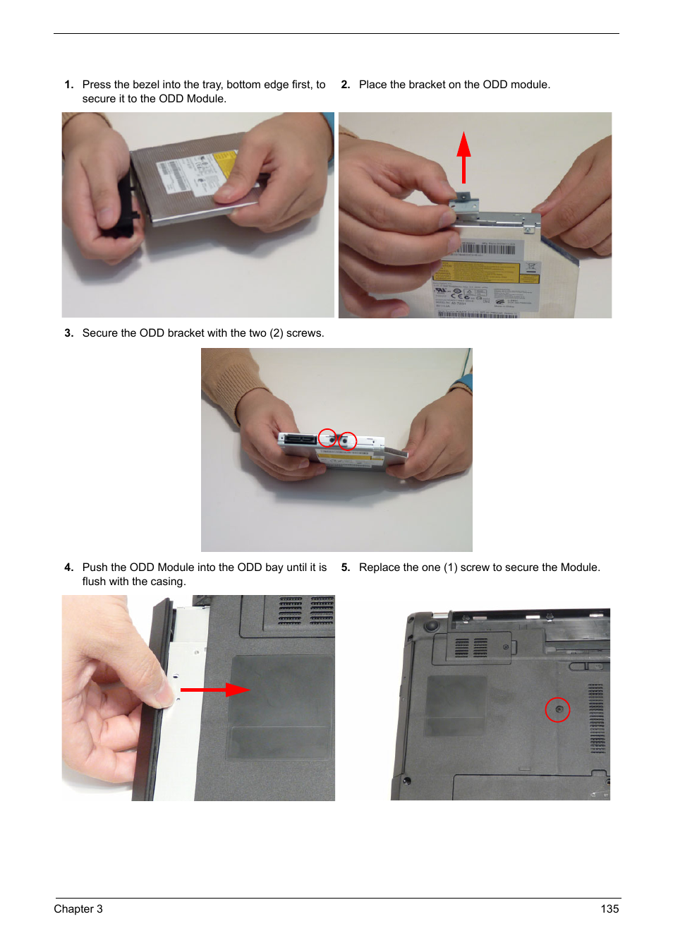 Replacing the odd module | PACKARD BELL TM87 User Manual | Page 145 / 216