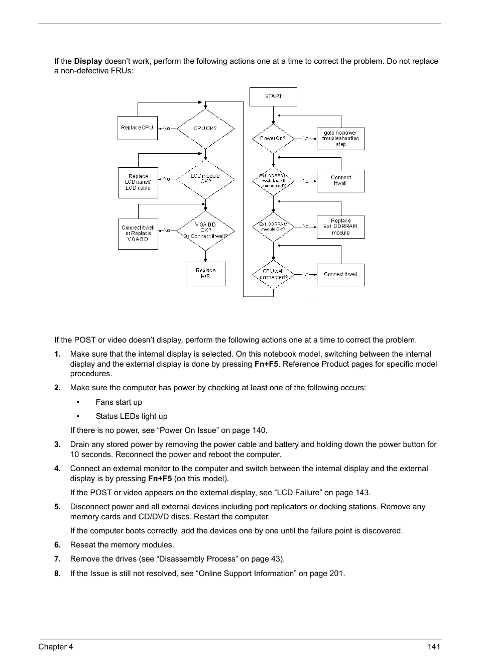 No display issue, No post or video | PACKARD BELL TM87 User Manual | Page 151 / 216