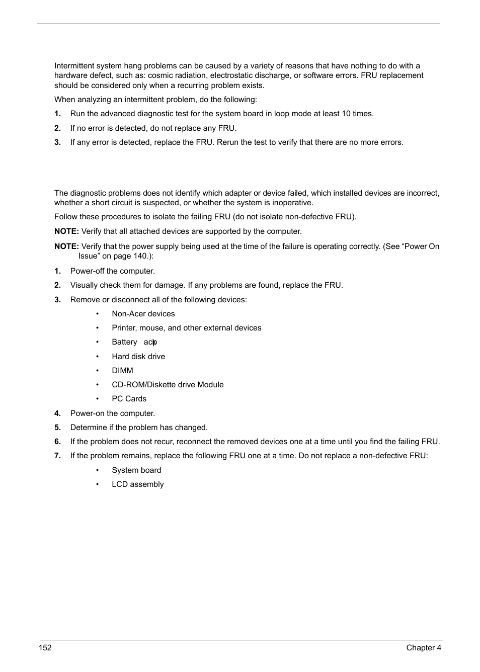 Intermittent problems, Undetermined problems | PACKARD BELL TM87 User Manual | Page 162 / 216