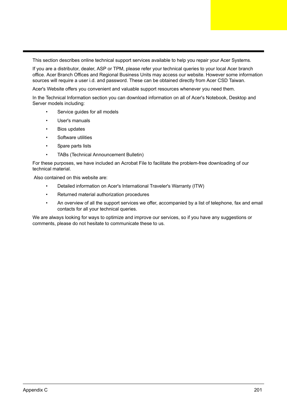Online support information, Appendix c | PACKARD BELL TM87 User Manual | Page 211 / 216