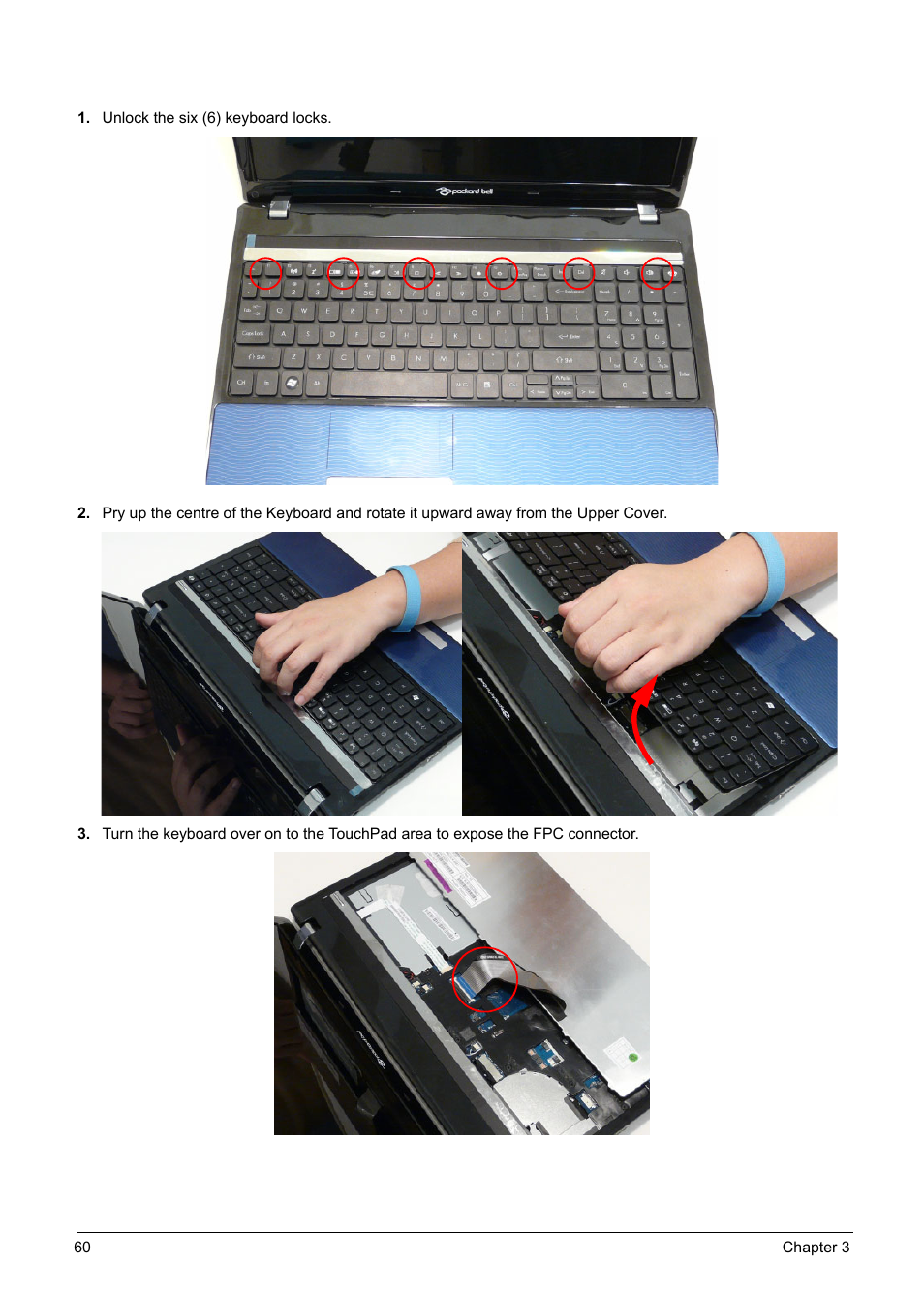 Removing the keyboard | PACKARD BELL TM87 User Manual | Page 70 / 216