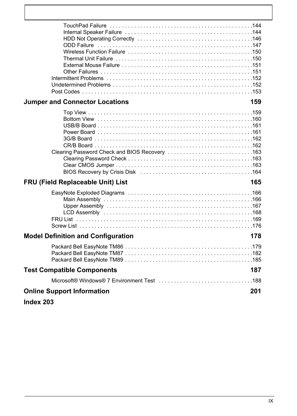 PACKARD BELL TM87 User Manual | Page 9 / 216