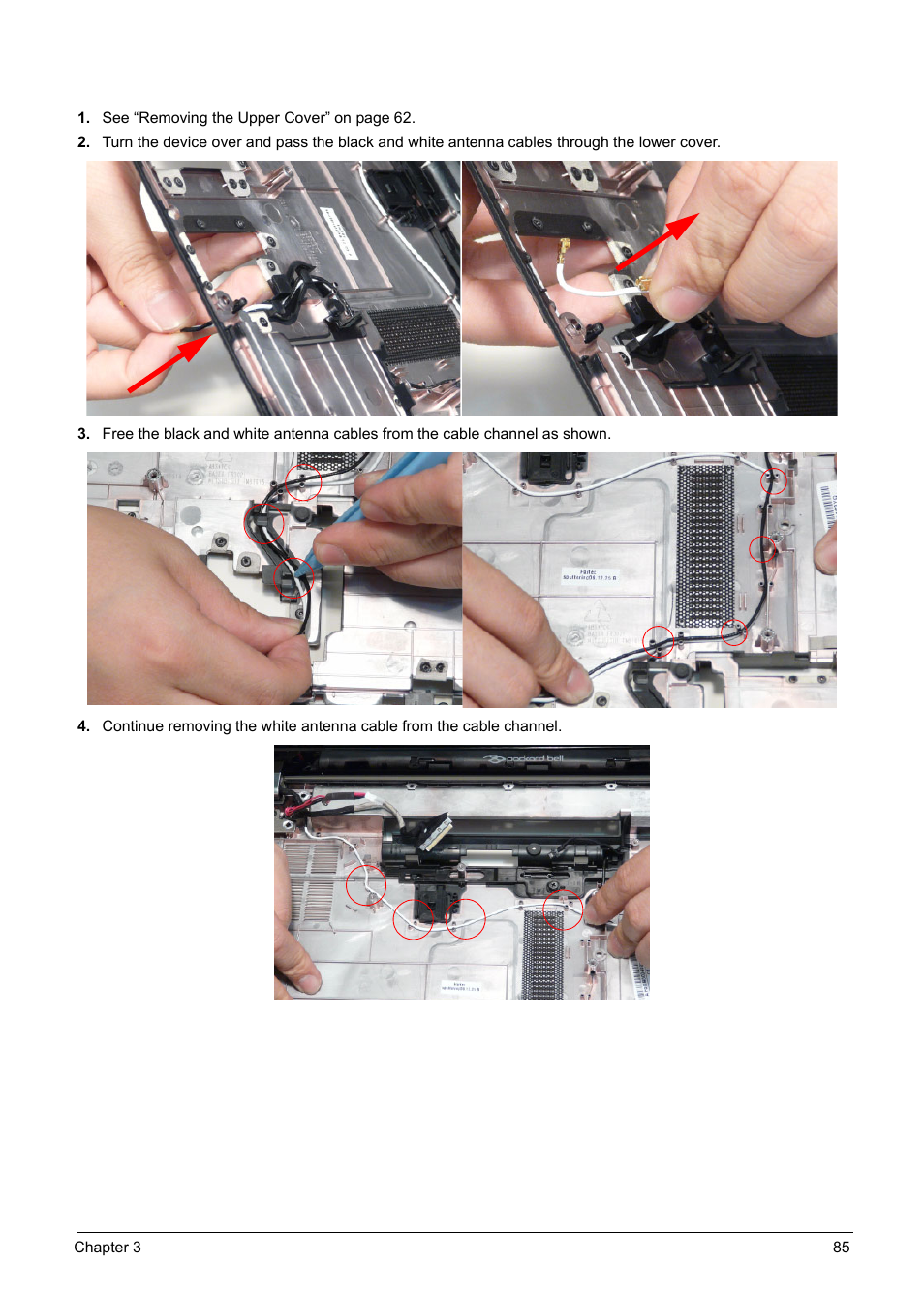 Removing the lcd assembly | PACKARD BELL TM87 User Manual | Page 95 / 216