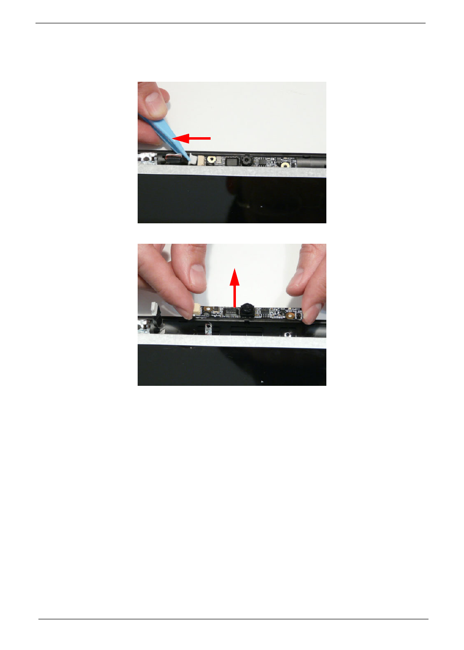 Removing the camera module | PACKARD BELL LJ77 User Manual | Page 108 / 222