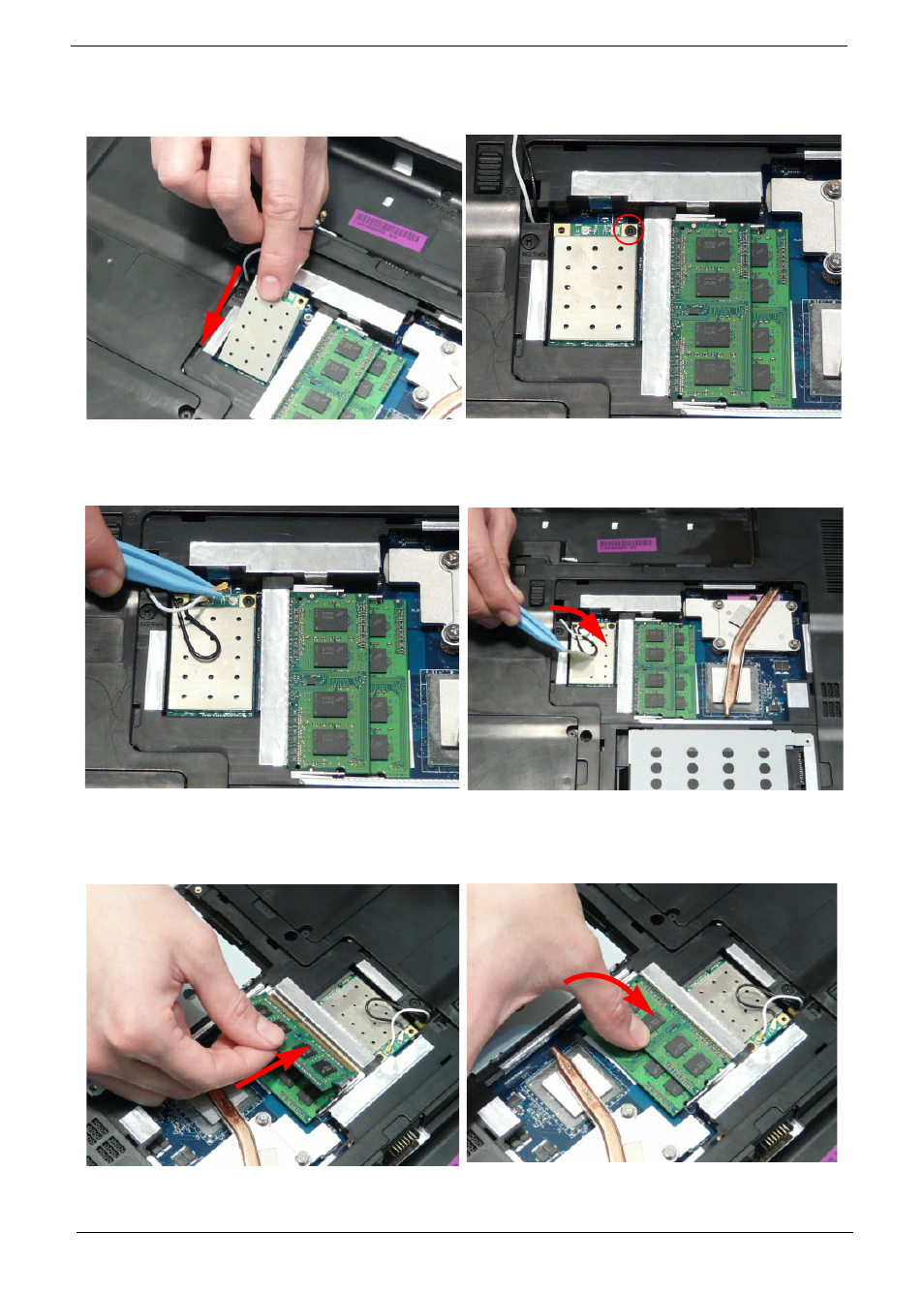 Replacing the wlan module, Replacing the dimm modules | PACKARD BELL LJ77 User Manual | Page 144 / 222