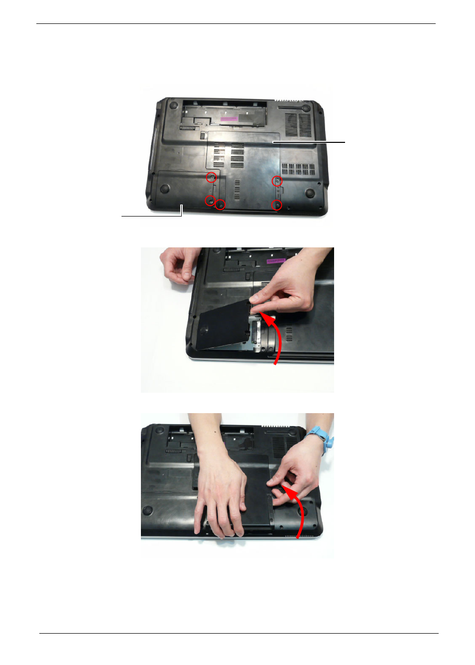 Removing the lower covers | PACKARD BELL LJ77 User Manual | Page 64 / 222