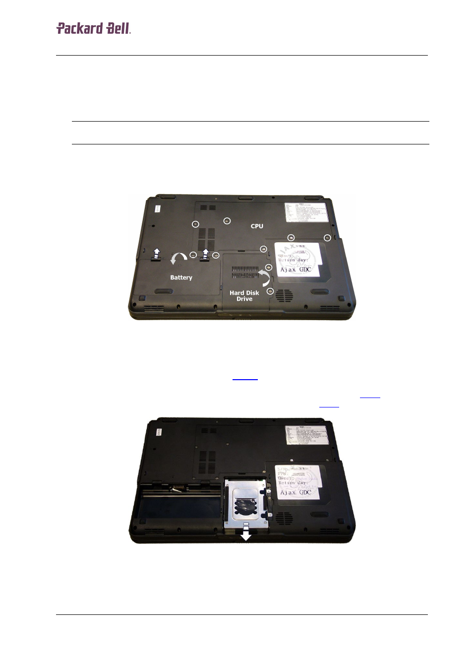 Battery, Hard disk drive | PACKARD BELL MX User Manual | Page 5 / 19