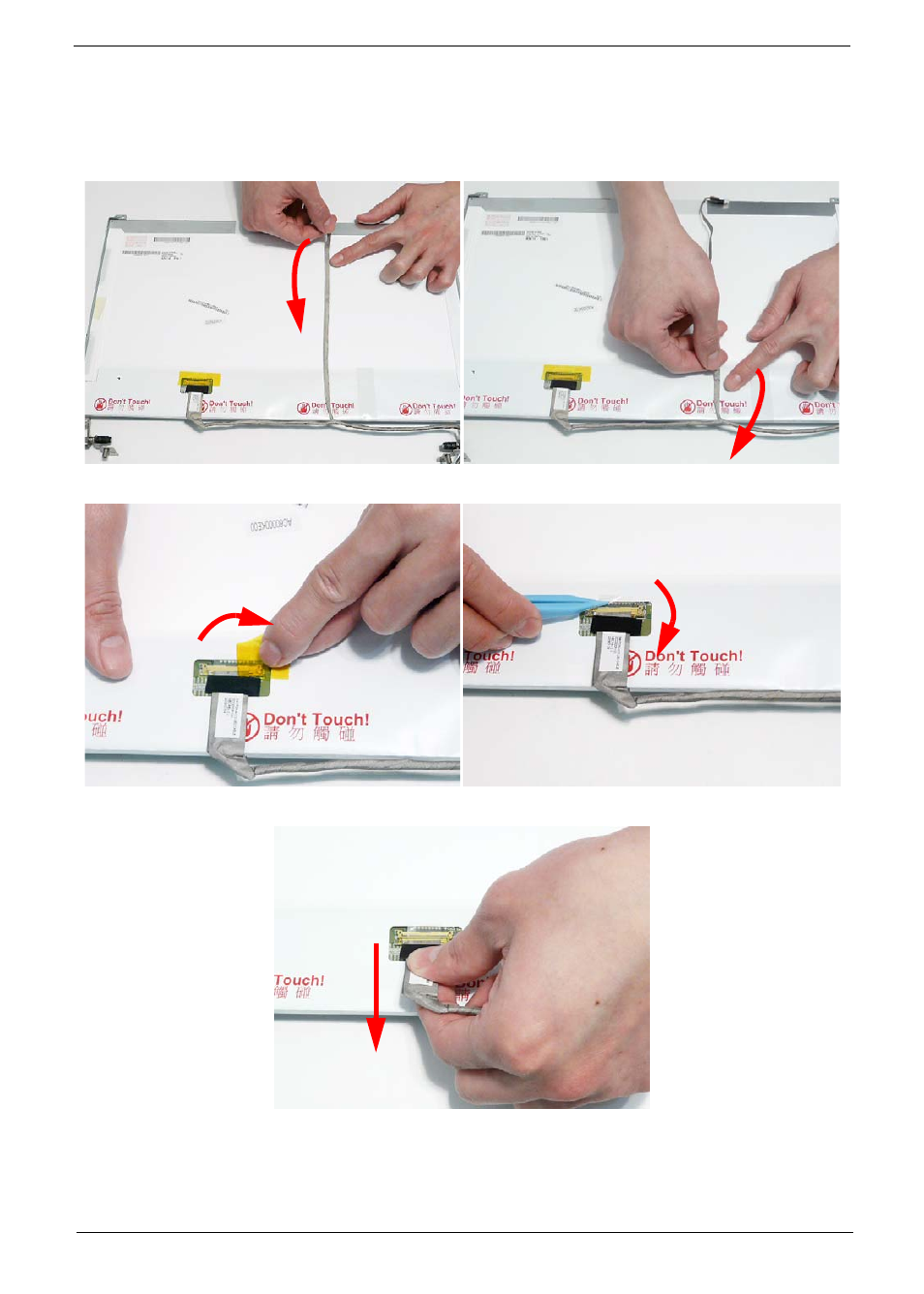 Removing the lcd brackets and fpc cable | PACKARD BELL LJ61 User Manual | Page 105 / 202