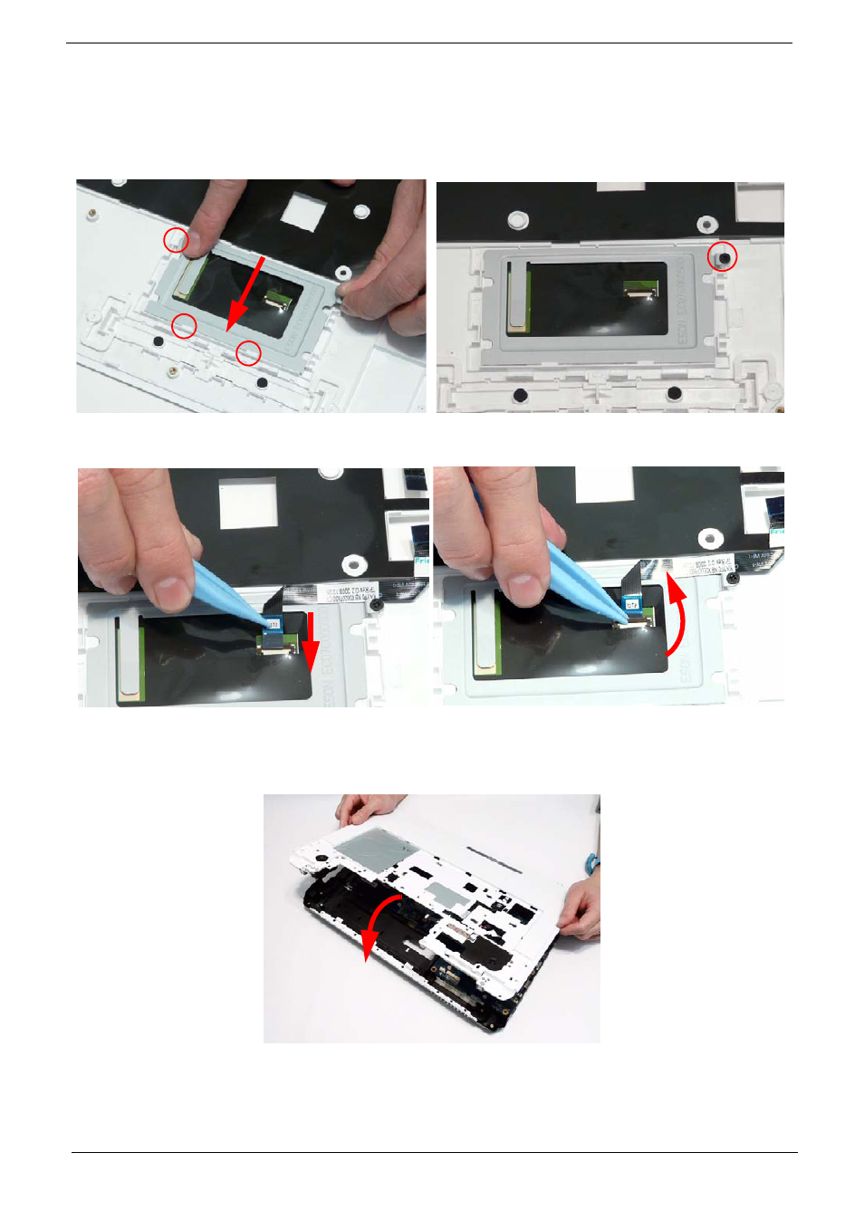 Replacing the touchpad bracket, Replacing the upper cover | PACKARD BELL LJ61 User Manual | Page 126 / 202