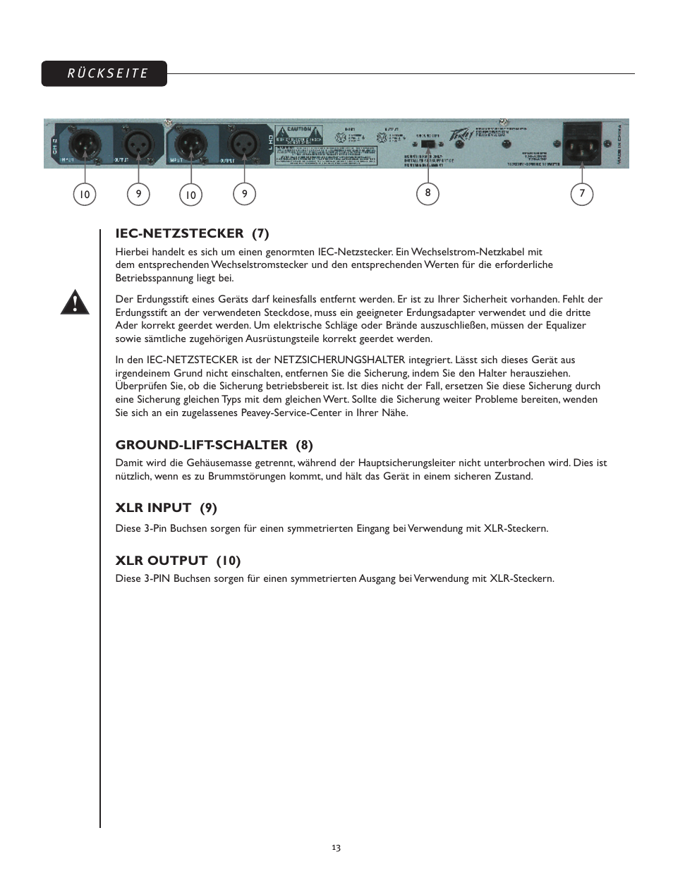 Peavey PV 215 EQ User Manual | Page 13 / 24