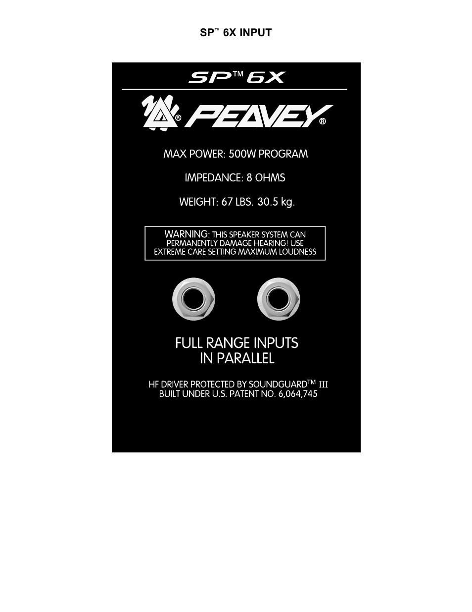 6x input | Peavey SPTM 6X User Manual | Page 3 / 4