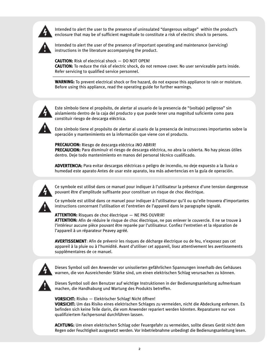 Peavey PV 6 User Manual | Page 2 / 32